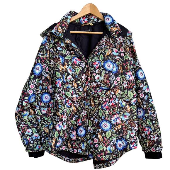 Maeve by Anthropologie Floral Puffer Jacket Size  L Lightweight - Picture 6 of 15